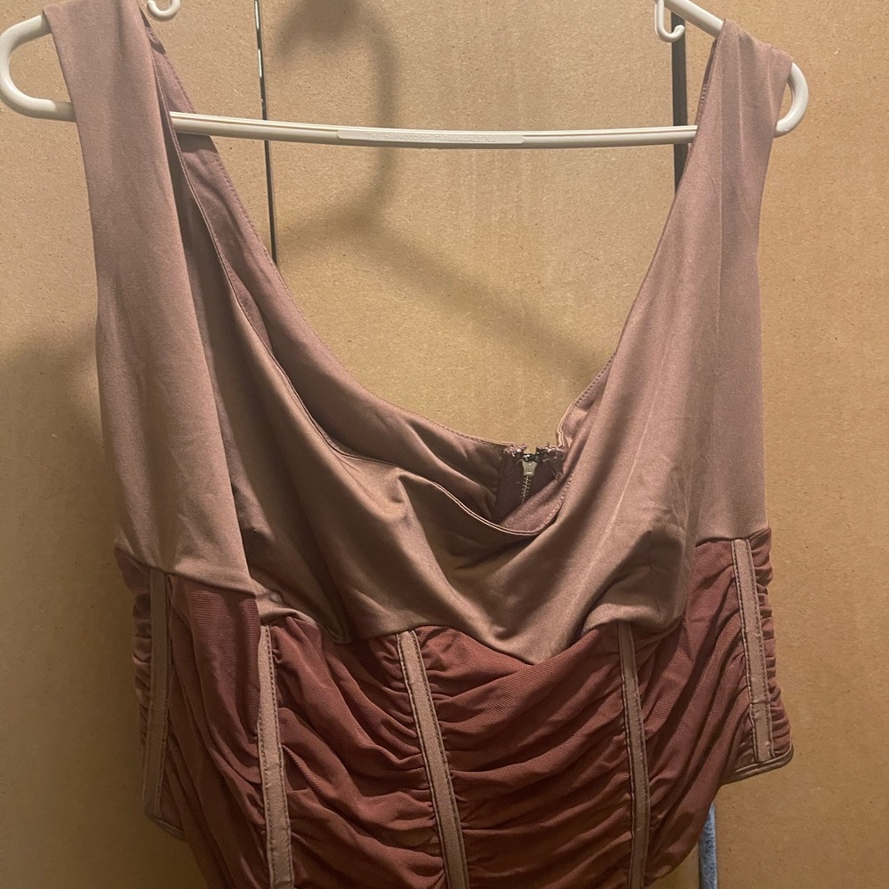 Elegant Brown Draped Corset Top
